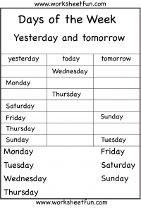 days of the week worksheet