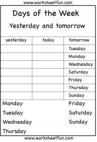 days of the week worksheet