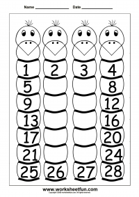 Missing Numbers - 1 to 30 - Four Worksheets