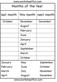 months of the year worksheet
