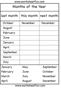 months of the year worksheet