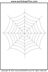 Spider Web Tracing – One Halloween Worksheets