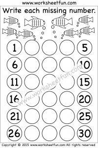 Missing Numbers – 1-30 – Worksheet