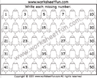 Missing Number Worksheets