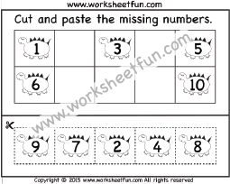 Cut and Paste Missing Numbers 1-10
