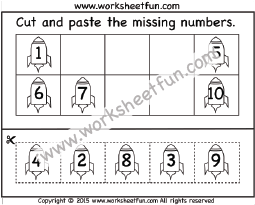 Cut and Paste Missing Numbers 1-10