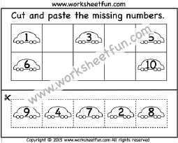 Cut and Paste Missing Numbers 1-10