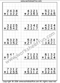 4 Digit Addition - No Regrouping - 1 Worksheet