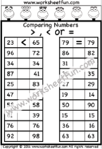 Comparing Numbers - 1 Worksheet