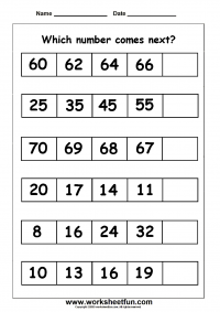 Number Patterns - Number Series - 1 Worksheet
