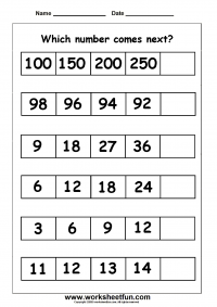 Number Patterns - Number Series - 1 Worksheet