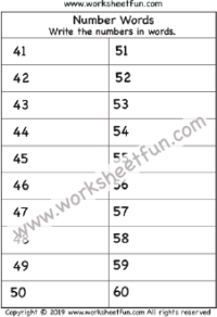 Number Words 41-60
