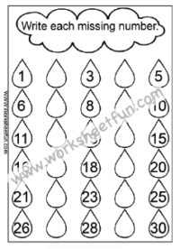 Missing Number Worksheets