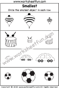 Biggest and Smallest Size Comparison Worksheets