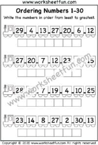 Ordering Numbers 1-30